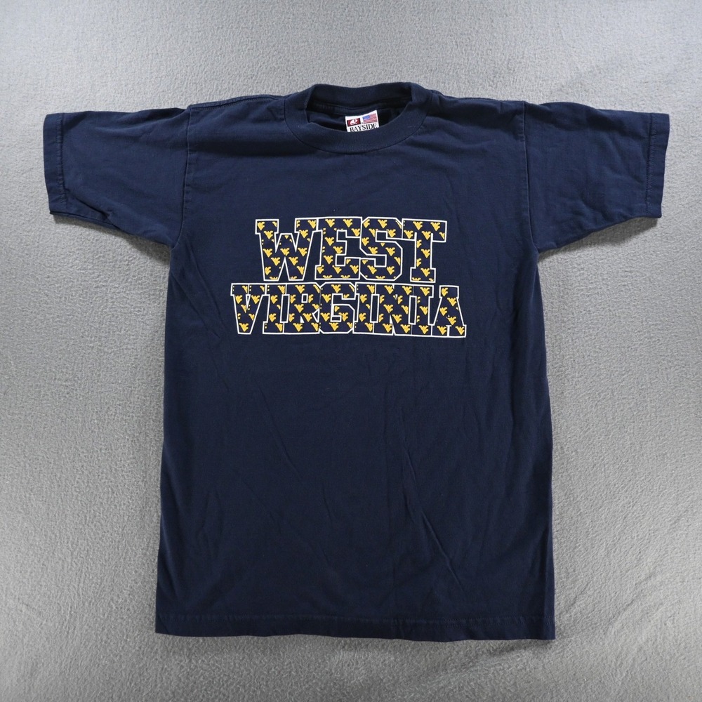 Bayside Mens West Virginia Mountaineers Graphic T-Shirt Small Navy Blue Made USA